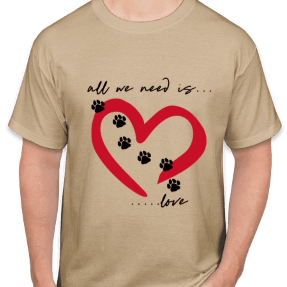 NWT - All We Need is Love! Dog Paw Print T-Shirts